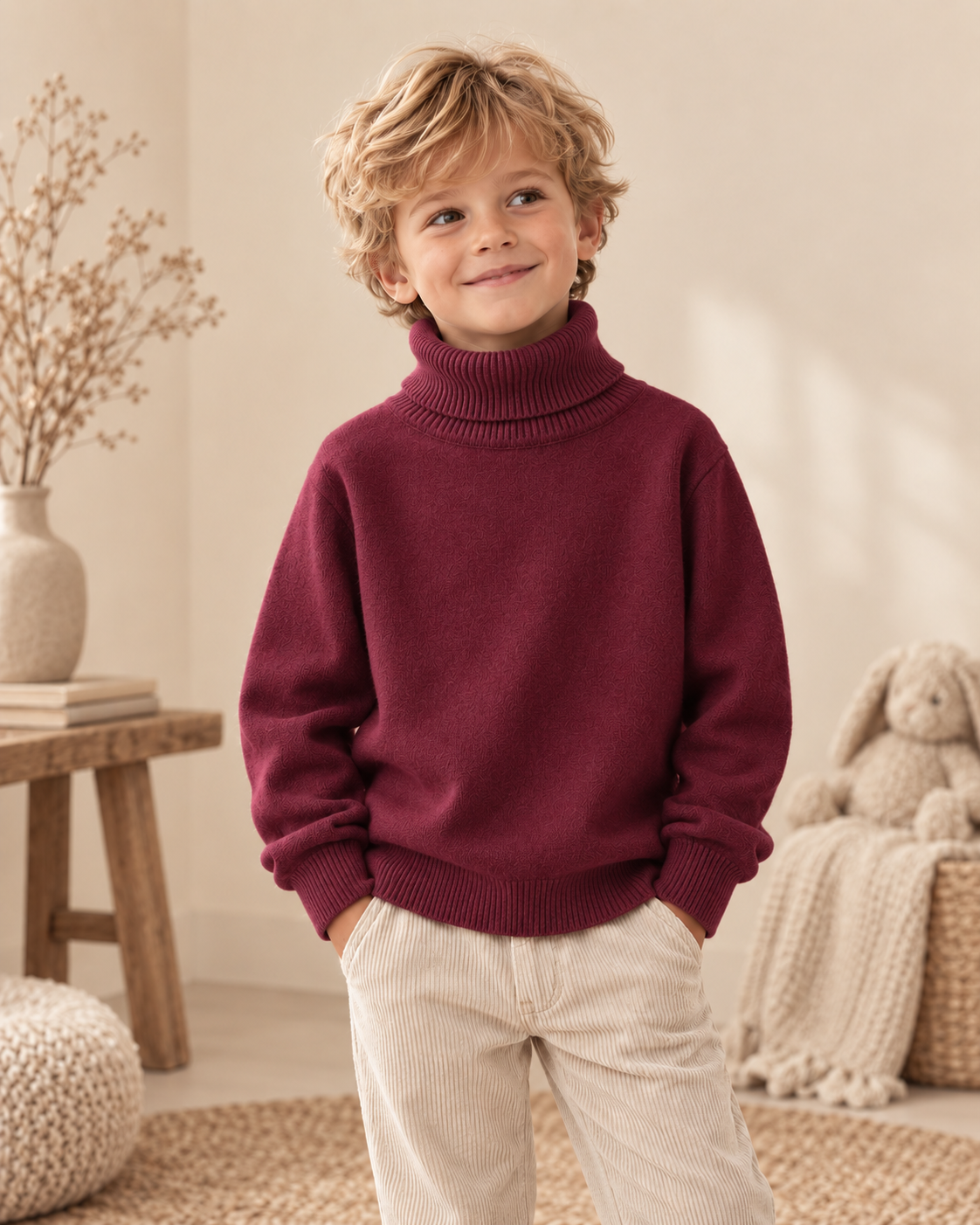 Red sweater lifestyle [color:red]
