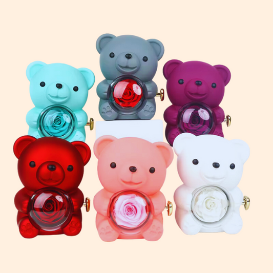 Eternal Rose Bear W/ Engraved Necklace