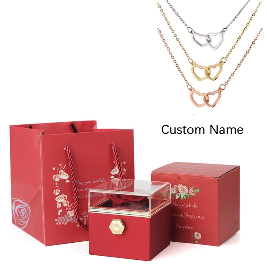 Eternal Rose Box W/ Engraved Necklace